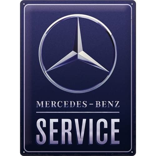 Placa de metal 30x40 cms. Mercedes Benz - Service Blue