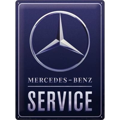 Placa de metal 30x40 cms. Mercedes Benz - Service Blue