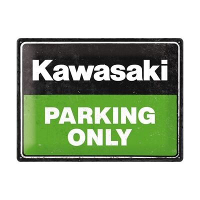Metal plate 30x40 cm. Kawasaki - Parking only green