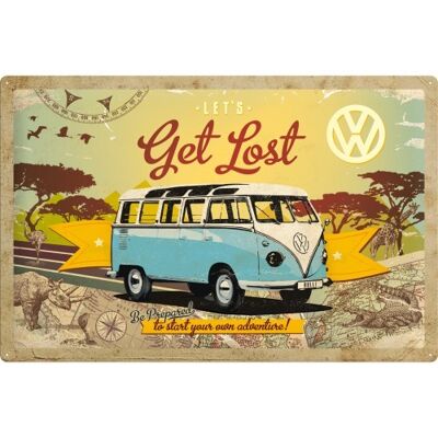 Placa de metal 40x60 cms. Volkswagen VW Bulli - Let's Get Lost