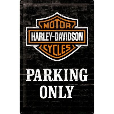 Plaque en métal 40x60 cm. Stationnement Harley-Davidson uniquement