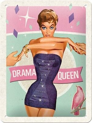 Piatto in metallo 15x20 cm. regina del dramma