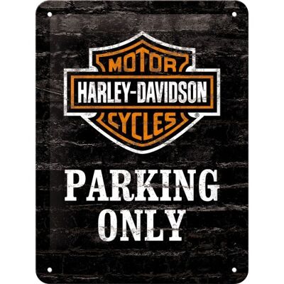 Piatto in metallo 15x20 cm. Solo parcheggio Harley-Davidson