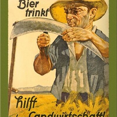 Piatto in metallo 15x20 cm. Wer Bier trinkt hilft der Landwirtschaft