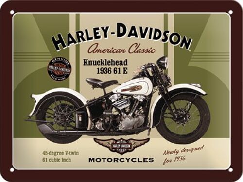 Placa de metal 15x20 cms. Harley-Davidson Knucklehead