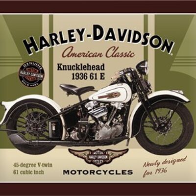 Plaque de métal 15x20 cm. Knucklehead Harley Davidson