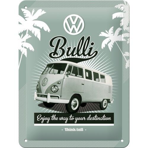 Placa de metal 15x20 cms. Volkswagen VW Retro Bulli