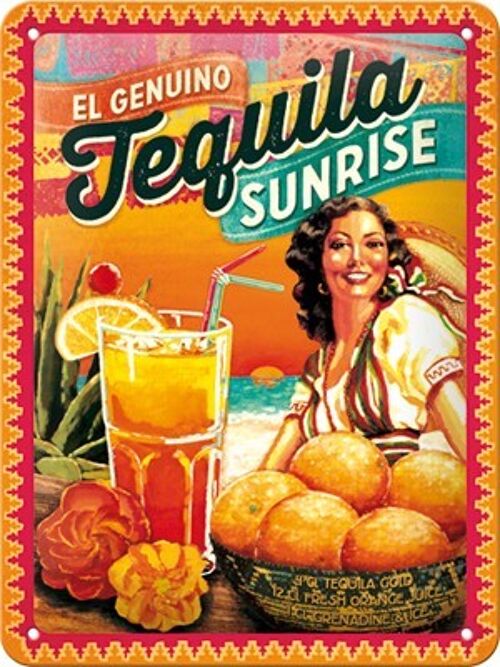 Placa de metal 15x20 cms. Cocktail-Time - Tequila Sunrise