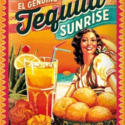 Metallplatte 15x20 cm. Cocktailzeit - Tequila Sunrise