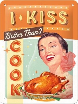 Piatto in metallo 15x20 cm. bacio meglio di come cucino