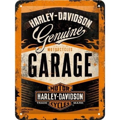 Piatto in metallo 15x20 cm. Garage Harley Davidson