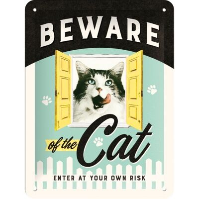 Placa de metal 15x20 cms. Animal Club Beware of the Cat