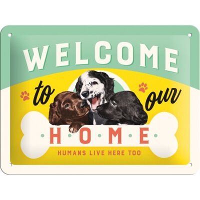 Placa de metal 15x20 cms. Animal Club Welcome Puppies