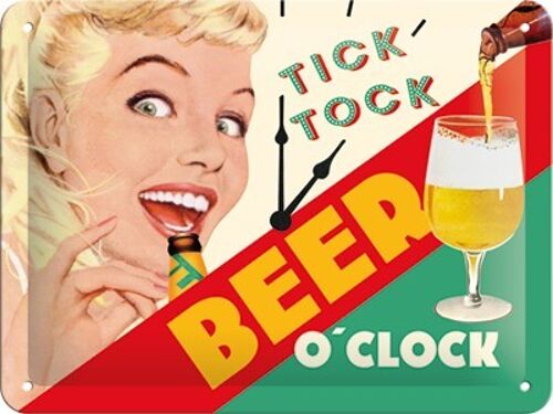 Placa de metal 15x20 cms. Beer O' Clock Lady
