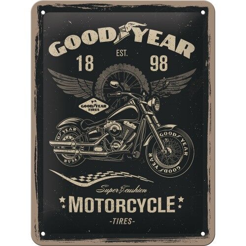 Placa de metal 15x20 cms. Goodyear - Motorcycle
