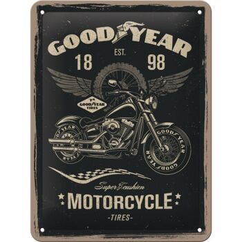 Plaque de métal 15x20 cm. Goodyear - Moto