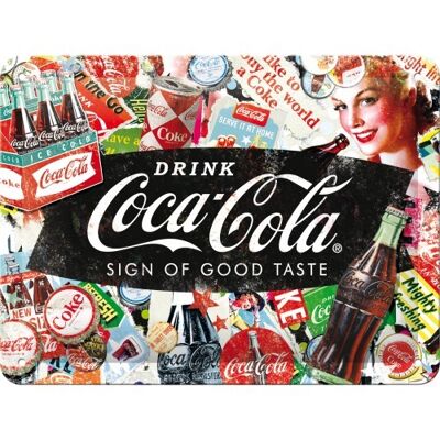 Metallplatte 15x20 cm. Coca Cola - Collage