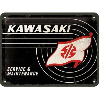 Piatto in metallo 15x20 cm. Kawasaki Kawasaki - Logo del serbatoio