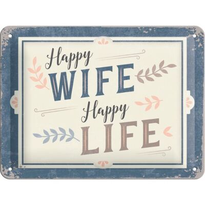 Metal plate 15x20 cm. Word Up Happy Wife Happy Life