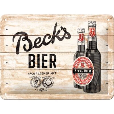 Placa de metal 15x20 cms. Beck's Beck's - Bottles Light Wood