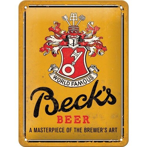 Placa de metal 15x20 cms. Beck's Beck's - World Famous Yellow