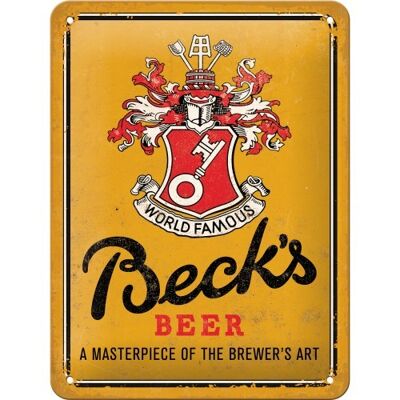 Metal plate 15x20 cm. Beck's Beck's - World Famous Yellow