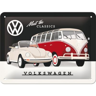 Plaque de métal 15x20 cm. Volkswagen VW - Rencontrez les classiques