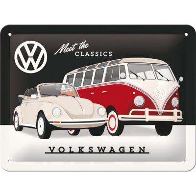 Placa de metal 15x20 cms. Volkswagen VW - Meet The Classics