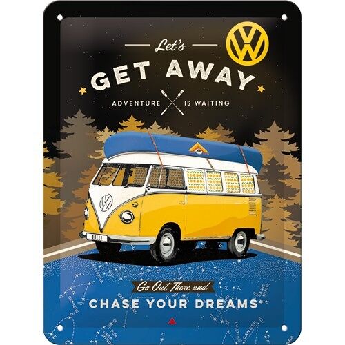 Placa de metal 15x20 cms. Volkswagen VW Bulli - Let's Get Away Night