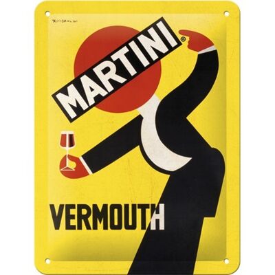 Piatto in metallo 15x20 cm. Martini Martini - Vermouth Cameriere Giallo