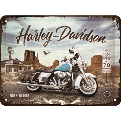 Placa de metal 15x20 cms. Harley-Davidson - Route 66 Road King Classic