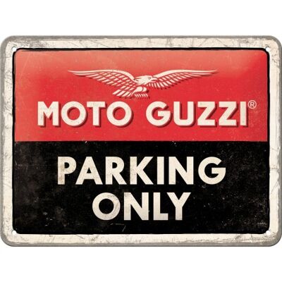 Plaque de métal 15x20 cm. Moto Guzzi Moto Guzzi - Stationnement Uniquement
