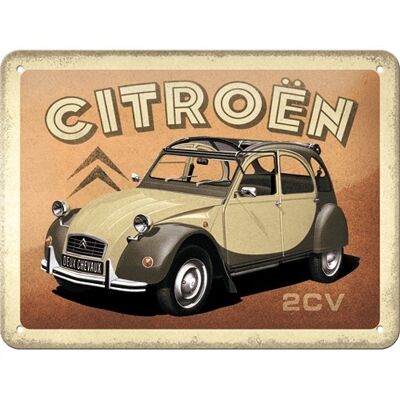 Plaque de métal 15x20 cm. Citroën-2CV
