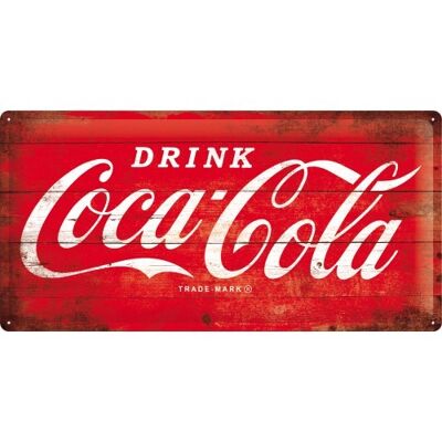 Piatto in metallo 25x50 cm. Coca-Cola - Logo rosso