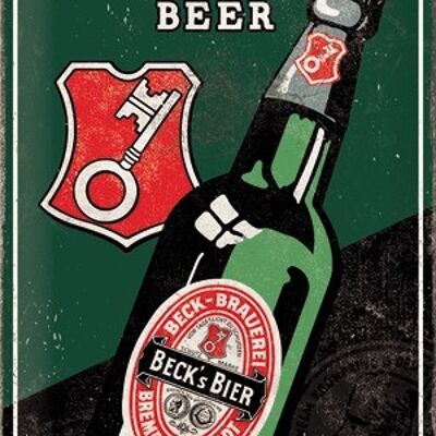 Placa de metal 25x50 cms. Beck's - Drink Beer Bottle