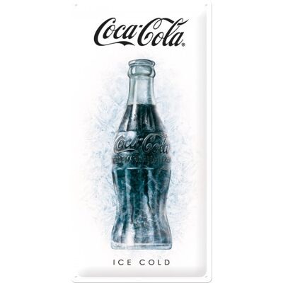 Plaque de métal 25x50 cm. Coca-Cola - Blanc glacé