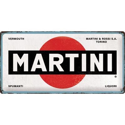 Plaque de métal 25x50 cm. Martini Martini - Logo Blanc