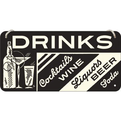 Hanging sign 10x20 cm. Open Bar Drinks