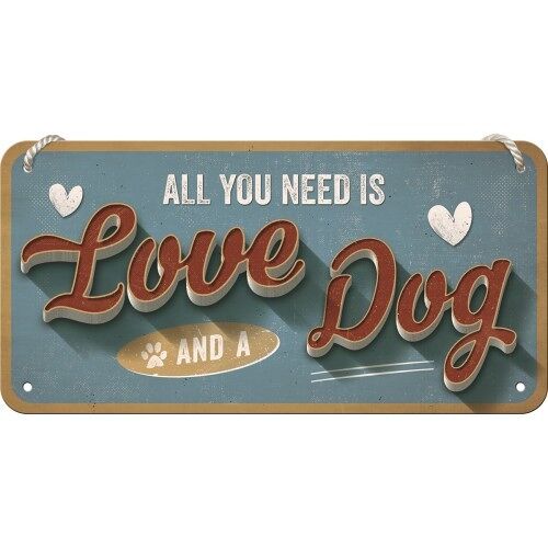 Letrero colgante 10x20 cms. PfotenSchild - Love Dog