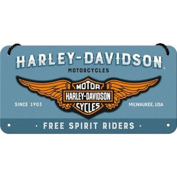 Panneau suspendu 10x20 cm. Harley-Davidson - Logo Bleu