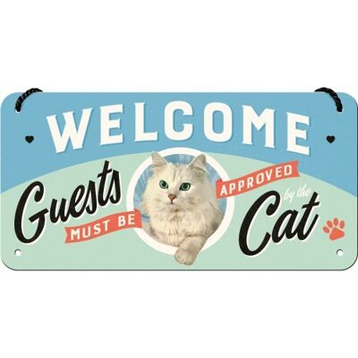 Hanging sign 10x20 cm. Animal Club Welcome Guests Cat