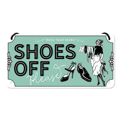Hanging sign 10x20 cm. Achtung Shoes Off