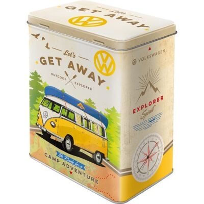 Caja de metal L 10x14x20 cms. Volkswagen VW Bulli - Let's Get Away