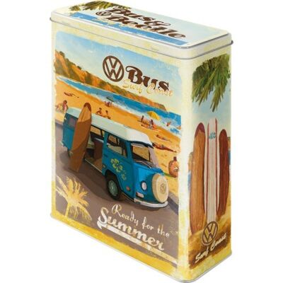 Boîte métallique XL 8x19x26 cm. Volkswagen VW Bulli, Beetle - Prêt pour l'été, prêt pour la plage
