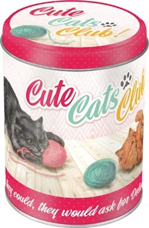 Caja de metal redonda Cute Cats Club