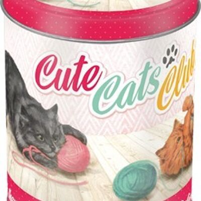 Cute Cats Club Round Metal Box