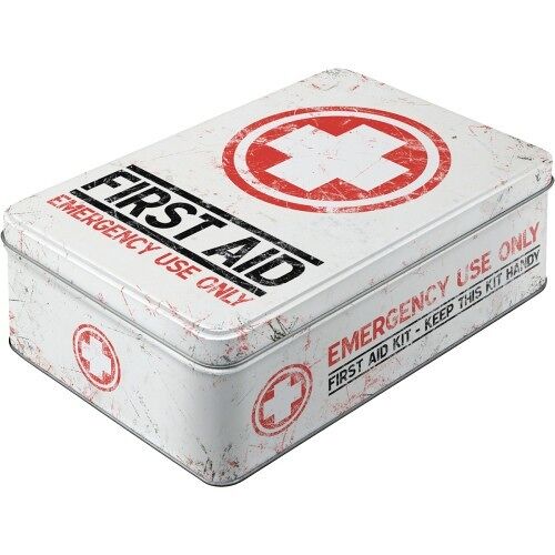 Caja de metal plana 23x16x7 cms. Nostalgic Pharmacy First Aid Kit