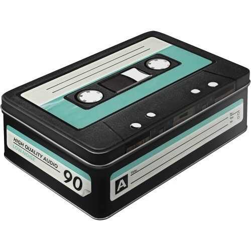 Caja de metal plana 23x16x7 cms. Achtung Retro Cassette