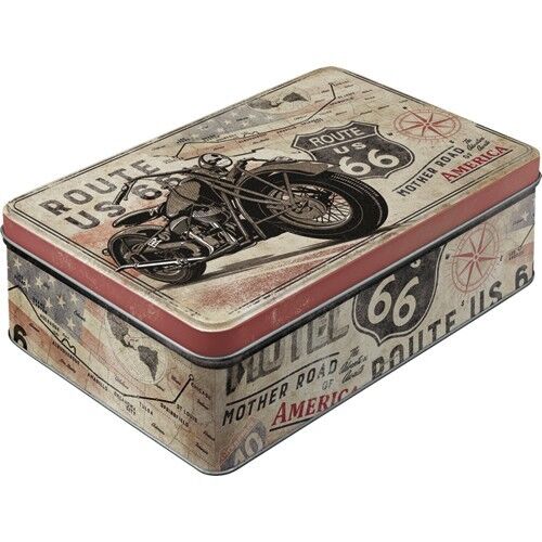Caja de metal plana 23x16x7 cms. US Highways Route 66 Bike Map