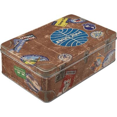 Flat metal box 23x16x7 cm. Pan Am - Travel Stickers